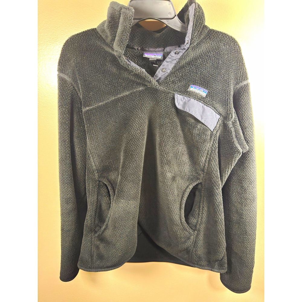 Patagonia Womens XL Polartec Thermal Pro Fleece Jacket Black Snap Pullover